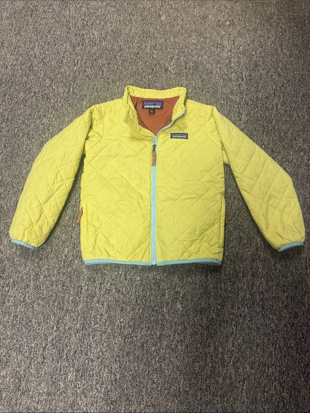 Patagonia Quilted Jacket - Lime Shell with Aqua Trim